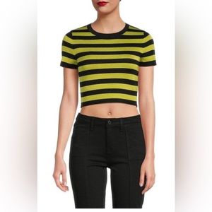 Alice + Olivia Ciara Stripe Wool Blend Crop Sweater